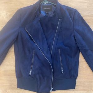 Banana Republic Blue Faux Suede Bomber Moto Jacket